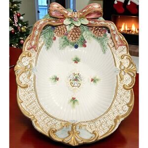 Fitz and Floyd Classics Florentine Collection Christmas Vegetable Serving Dish